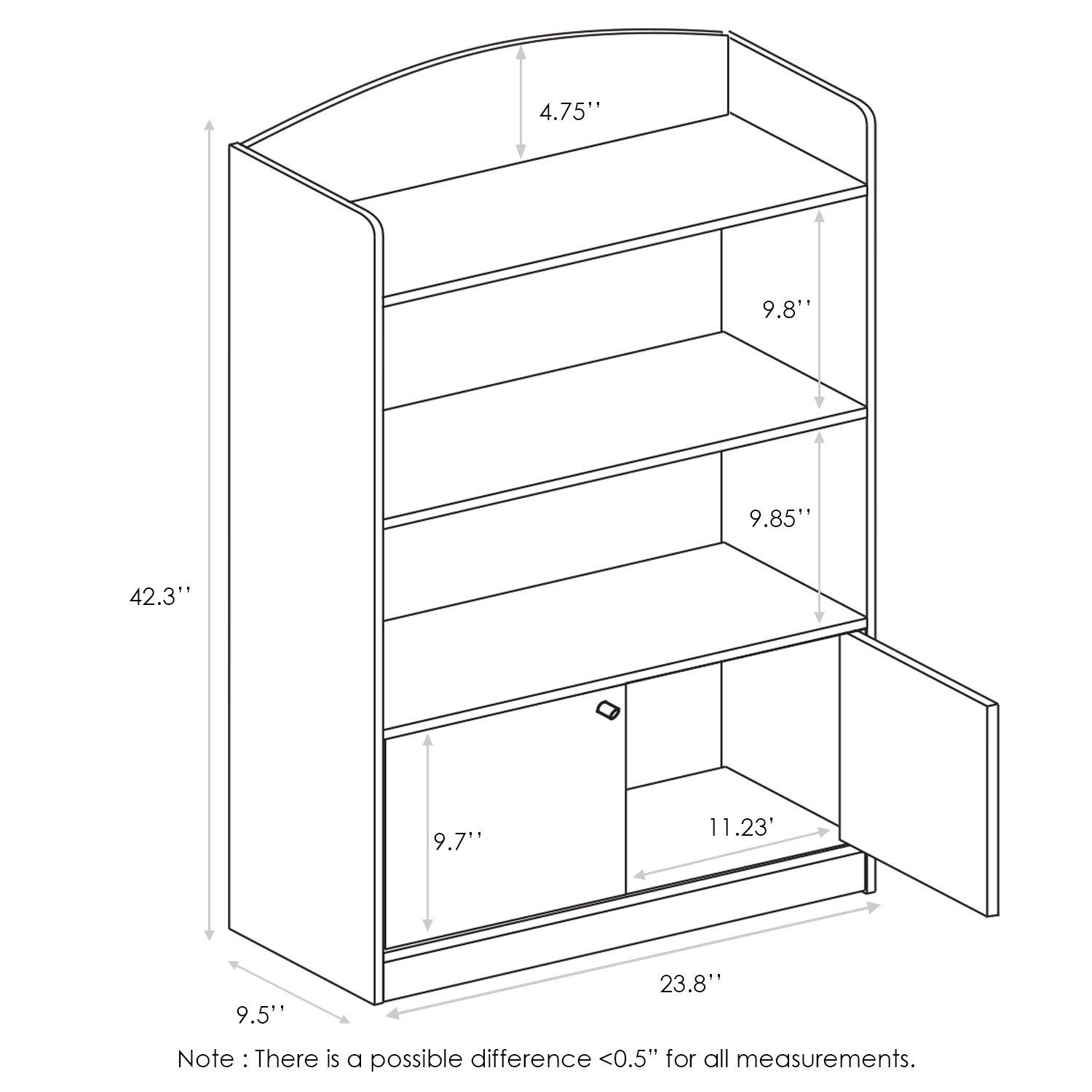 Furinno Lova Engineered Wood Bookshelf with Storage Cabinet in Pink
