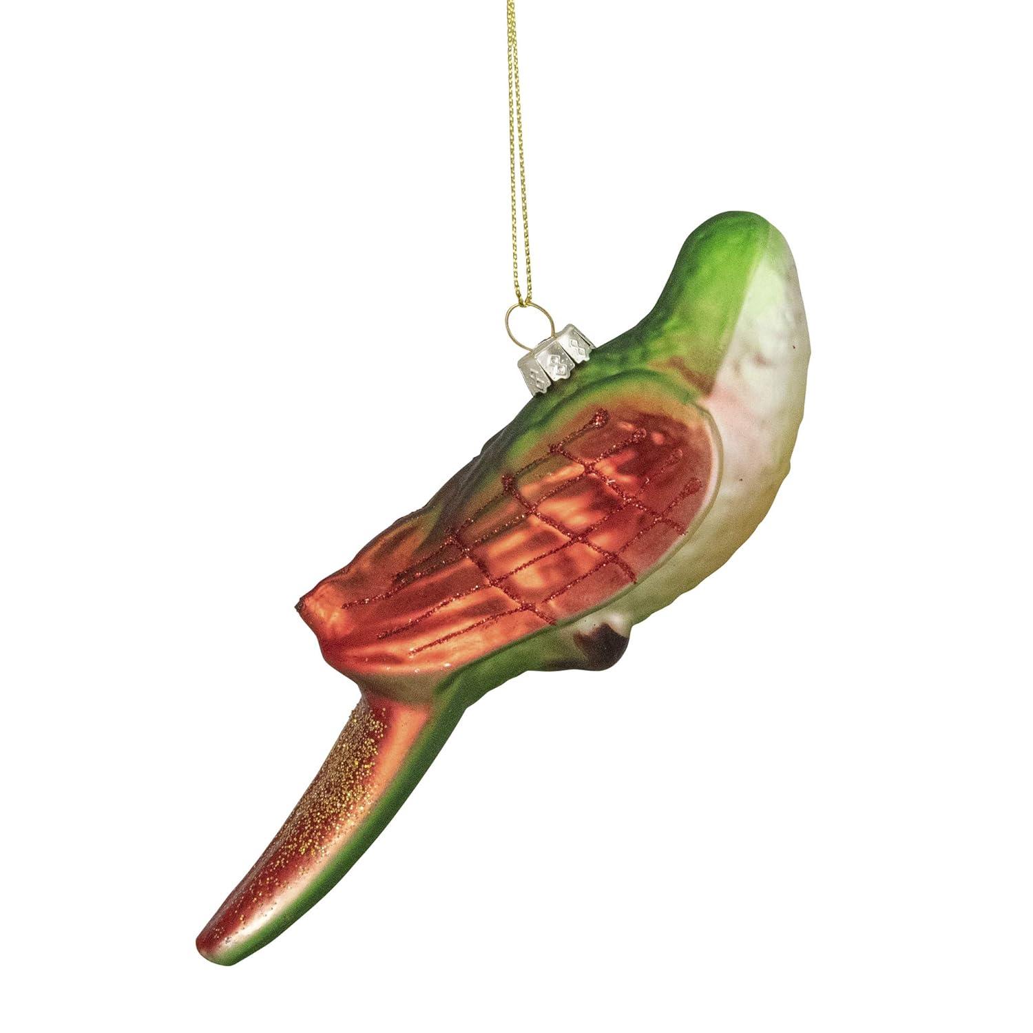 Northlight 6.5" Yellow and Red Parrot Glass Christmas Ornament