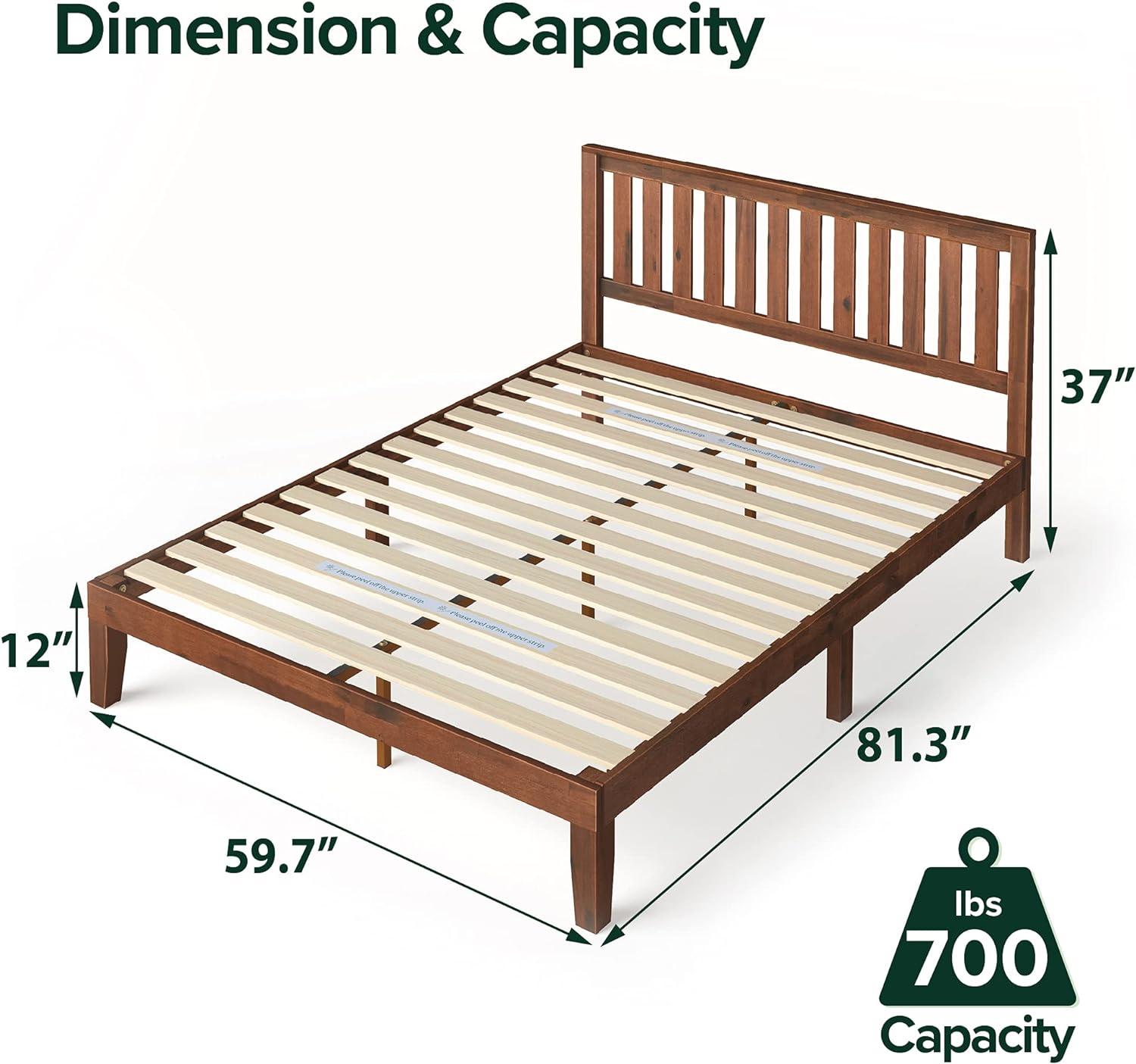 Zinus Vivek 37" Wood Platform Bed Frame with Headboard, Queen