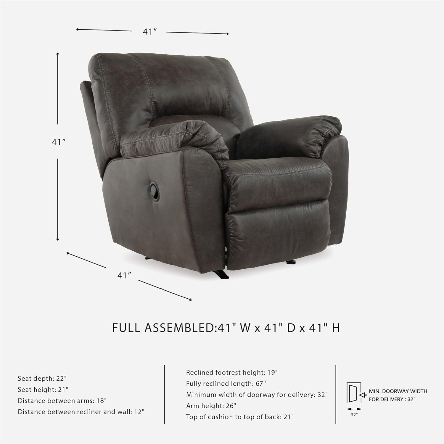 Signature Design by Ashley Tambo Fabric Rocker Recliner in Pewter