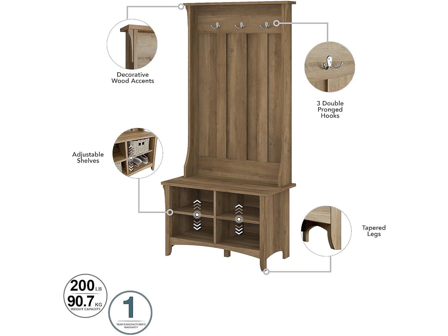 Bush Furniture Salinas Entryway Storage Set, Reclaimed Pine