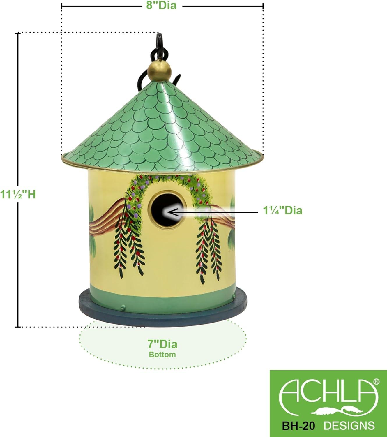 12" Iron Hand Painted Bastion Cottage Birdhouse - ACHLA Designs: Weather-Resistant Metal, No Assembly Required