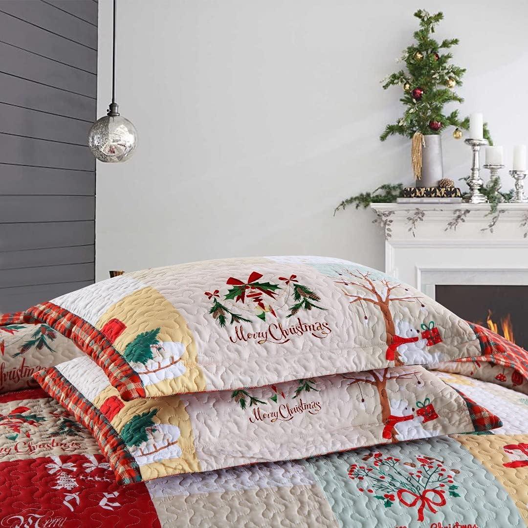 MarCielo Christmas Quilt Set Bedspread Set B022(Queen)