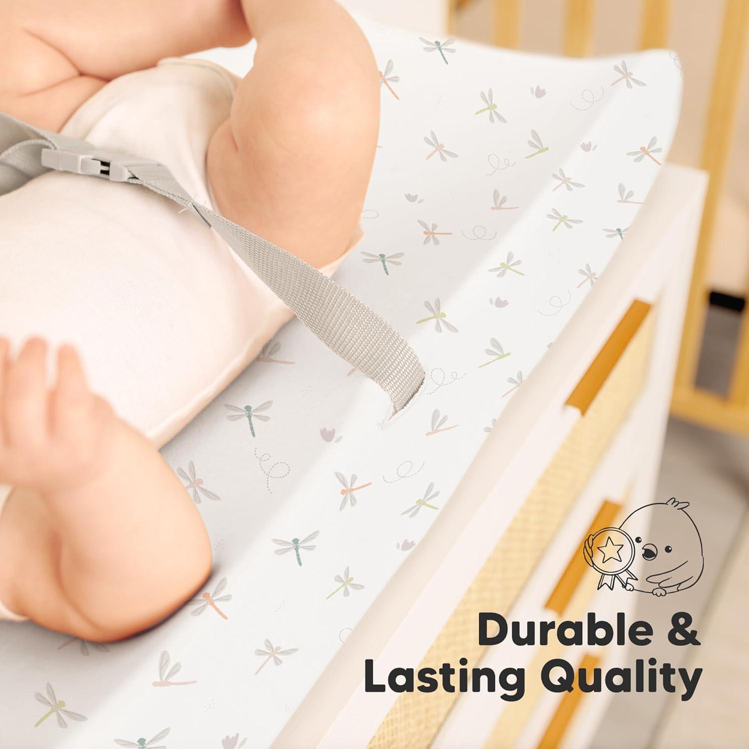 2pk Isla Changing Pad Covers for Girl, Boy, Soft Contoured Diaper Changing Table Pad Cover Sheets Neutral (Meadow)