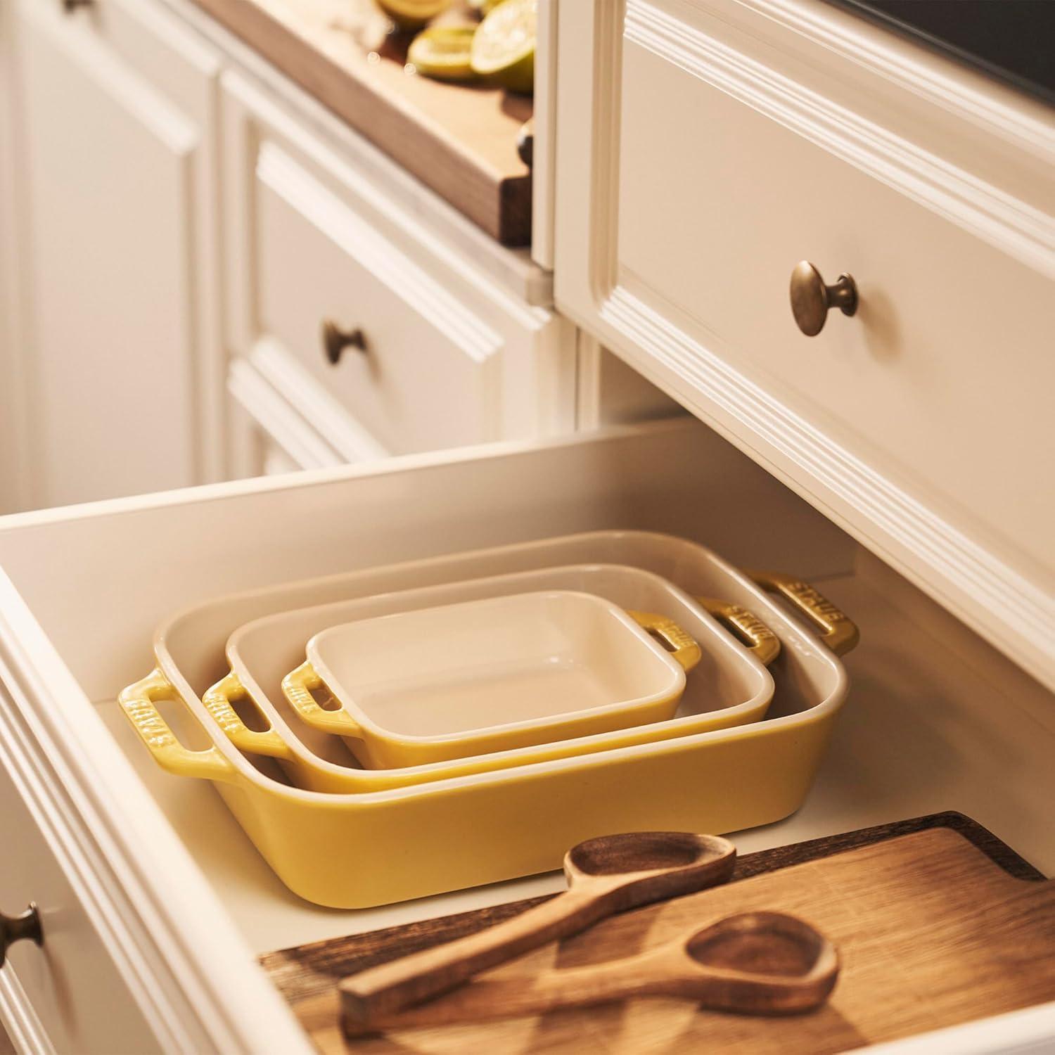 Staub Ceramic 3-pc Rectangular Baking Dish Set - Citron