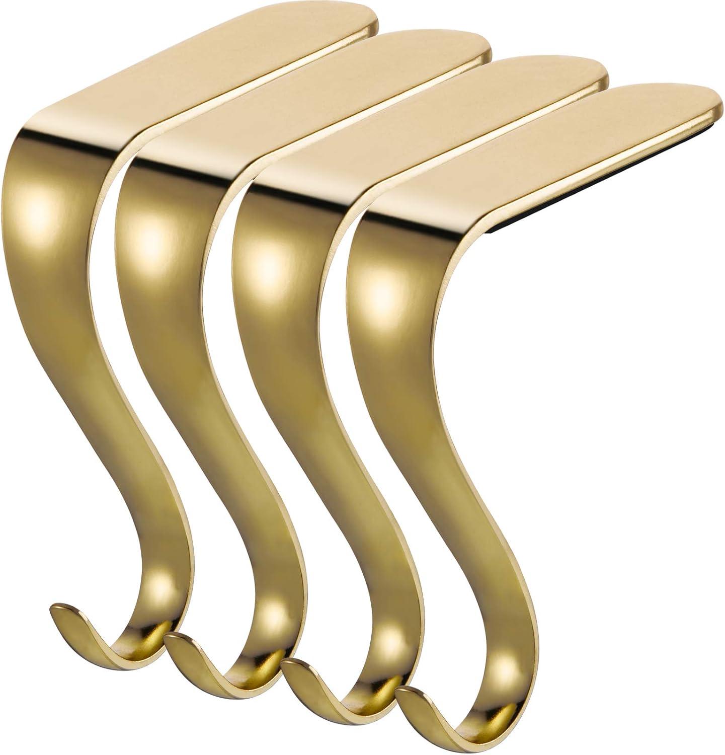 Gold Metal Christmas Stocking Holders Set of 4