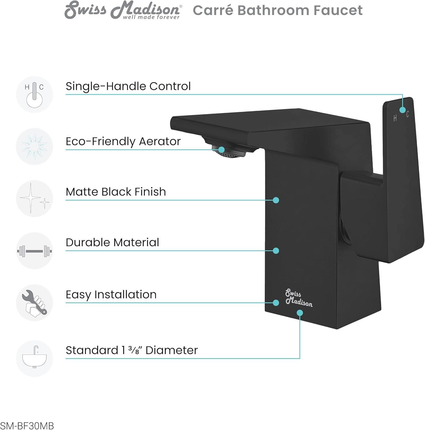 Carre Single Hole, Single-Handle, Bathroom Faucet