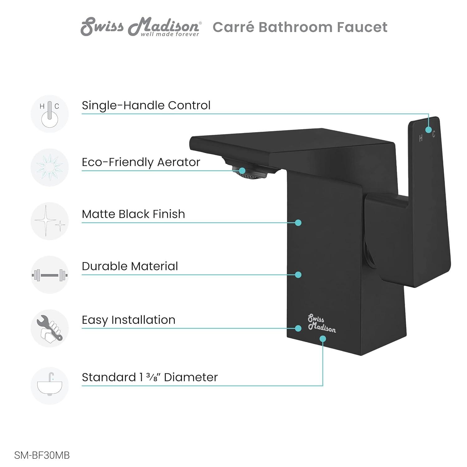 Carre Single Hole, Single-Handle, Bathroom Faucet