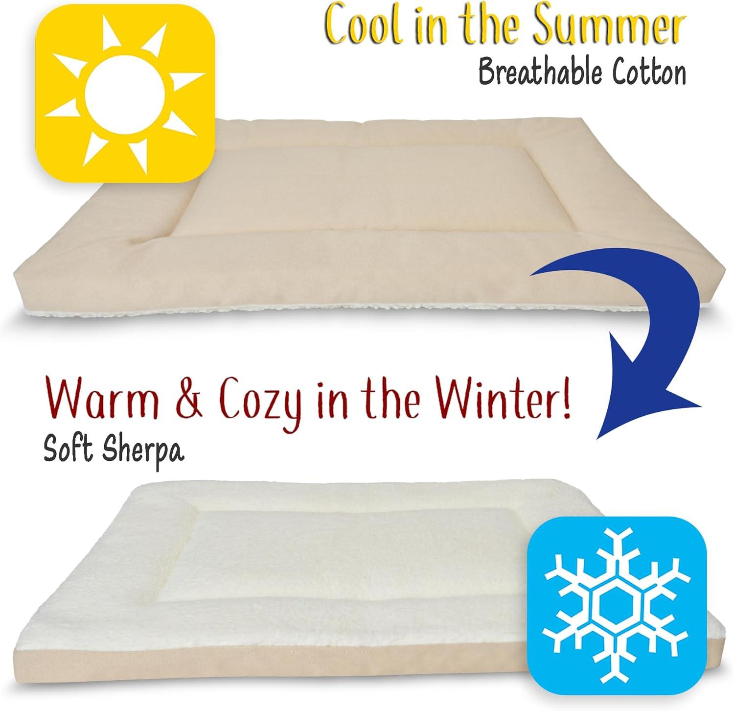 Pet Dreams Dog Crate Pad - Washable Kennel Mat, Crate Pads for Dog Cages, Non-Toxic, Flat Indoor Cat Bed, Fits iCrate 18, 24, 30, 36, 42, 48 inches (Khaki, Small, 24")