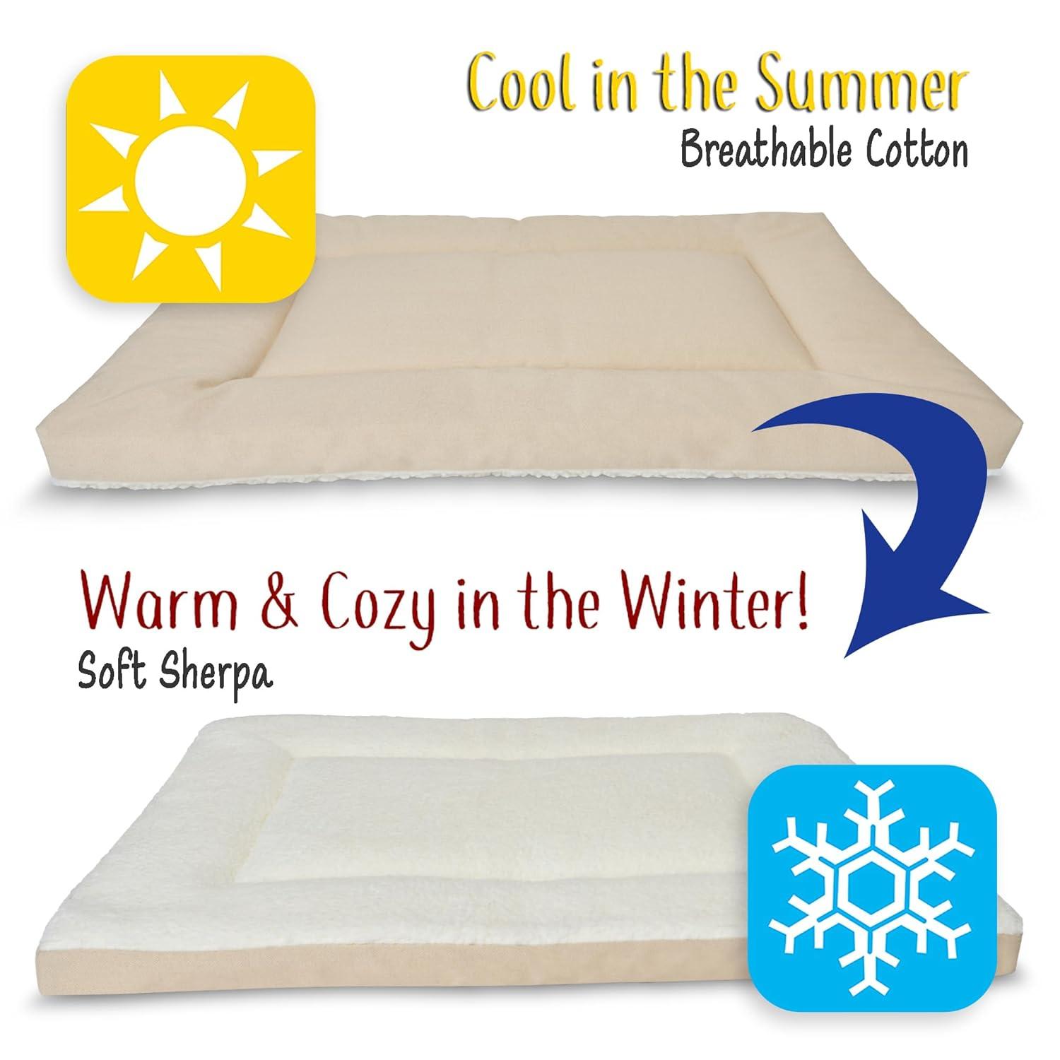 Pet Dreams Dog Crate Pad - Washable Kennel Mat, Crate Pads for Dog Cages, Non-Toxic, Flat Indoor Cat Bed, Fits iCrate 18, 24, 30, 36, 42, 48 inches (Khaki, Small, 24")