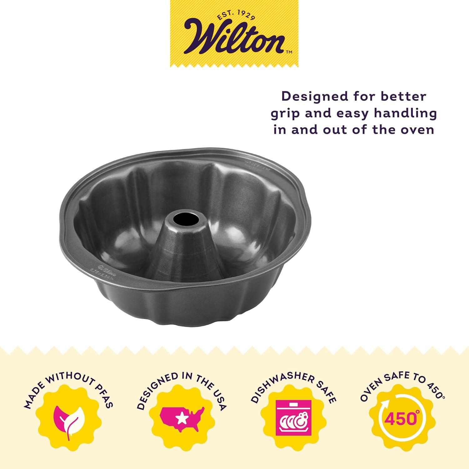 Wilton Gray Non-Stick Fluted Tube Bundt Pan