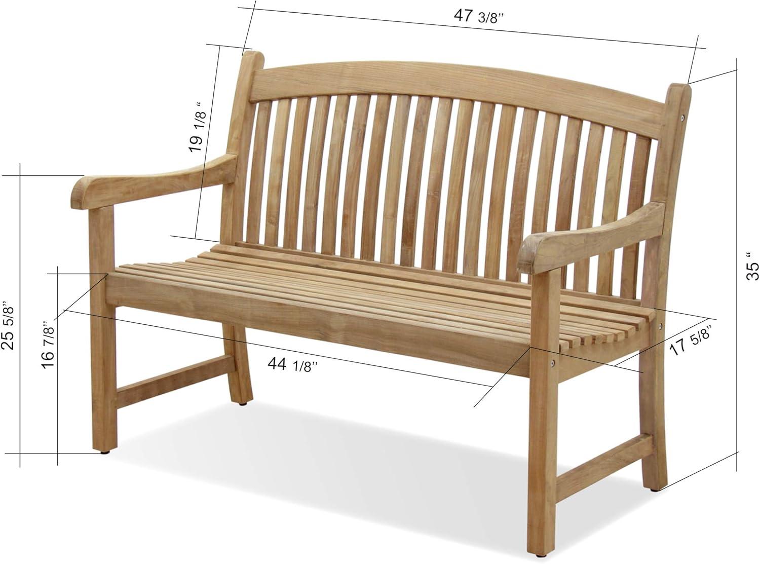 Urban Elements Newham 1-Piece 100% FSC Teak Wood Patio Bench