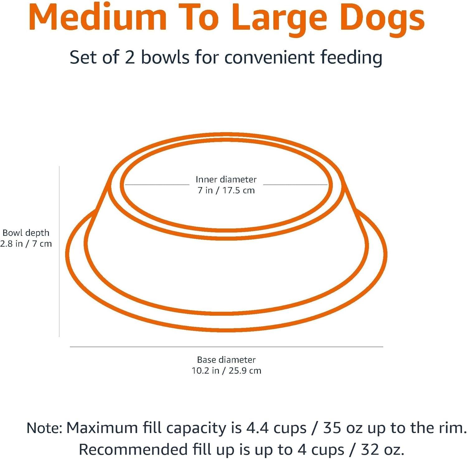 Stainless Steel Non-Skid Dog Bowls, 2-Pack, 32 oz Each