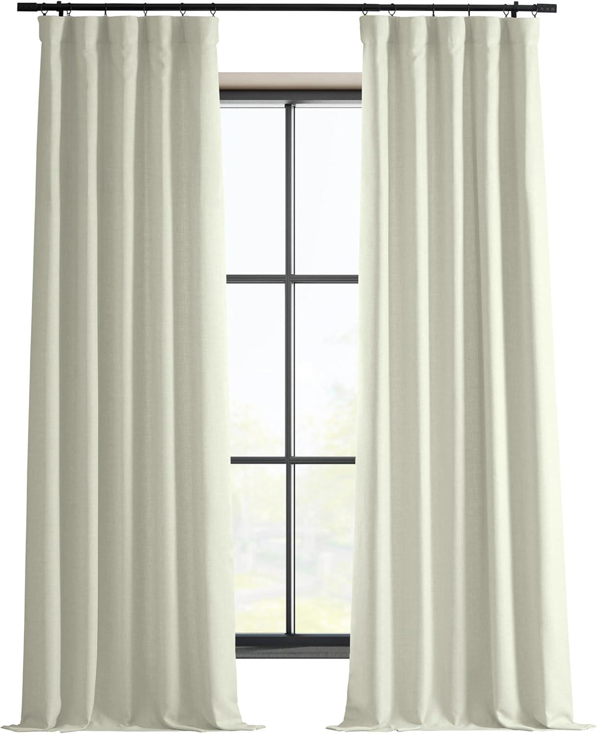 Half Price Drapes Gravity Ivory Italian Faux Linen Room Darkening Curtains (1 Panel), 50W X 108L