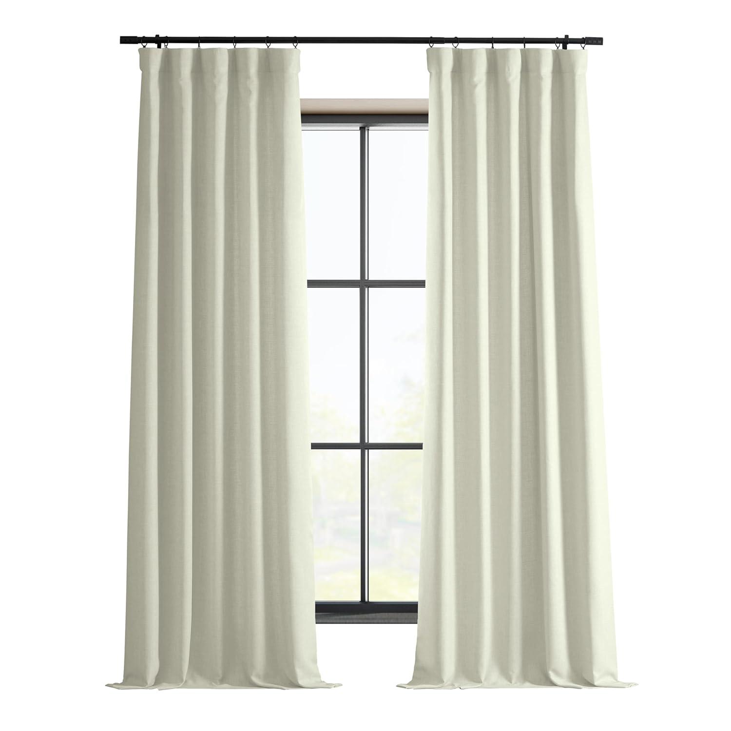 Half Price Drapes Gravity Ivory Italian Faux Linen Room Darkening Curtains (1 Panel), 50W X 108L
