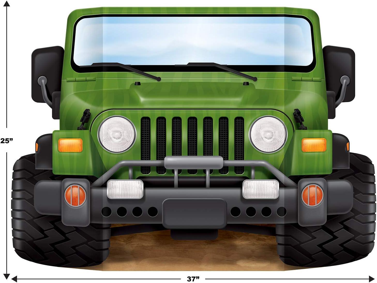 Beistle Jungle Safari Jeep Photo Prop Backdrop for Birthday Party Supplies, Multicolored