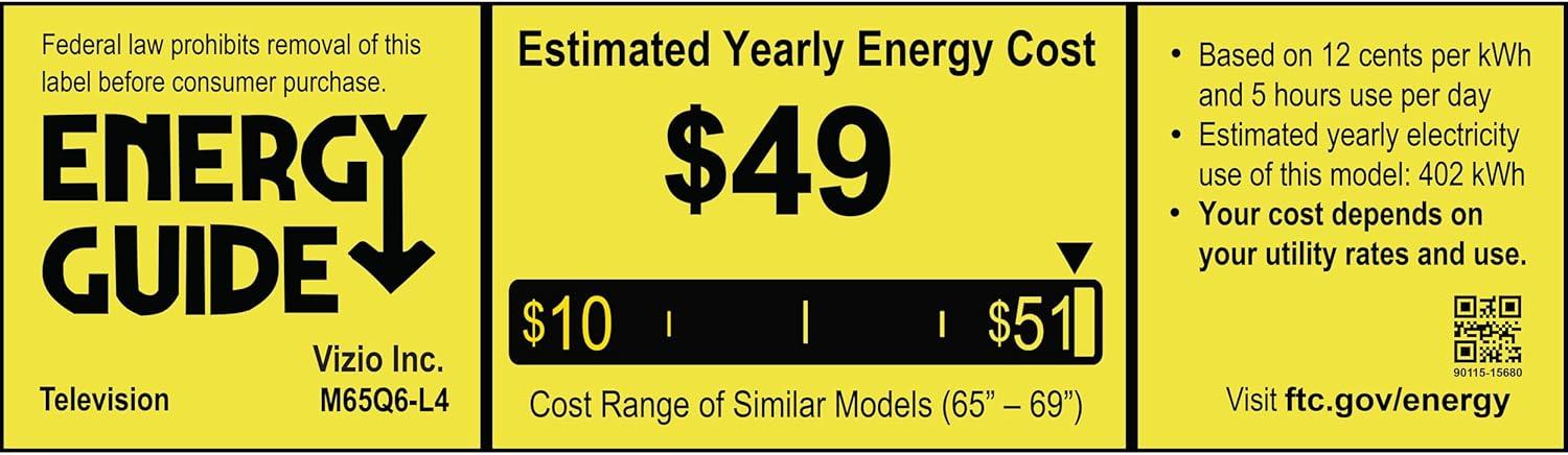 VIZIO 65" Class Quantum 4K QLED HDR Smart TV (NEW) M65Q6-L4