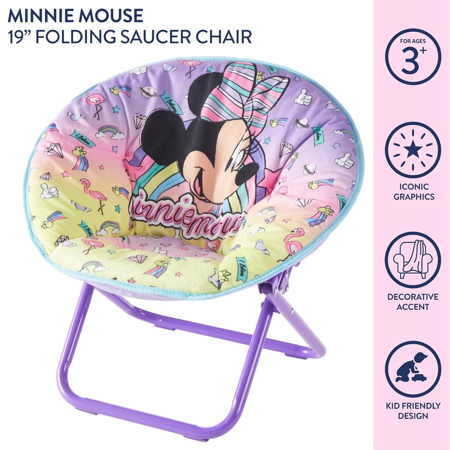 Disney Minnie Mouse 19" Toddler Saucer Chair, Pink (Set of 1)