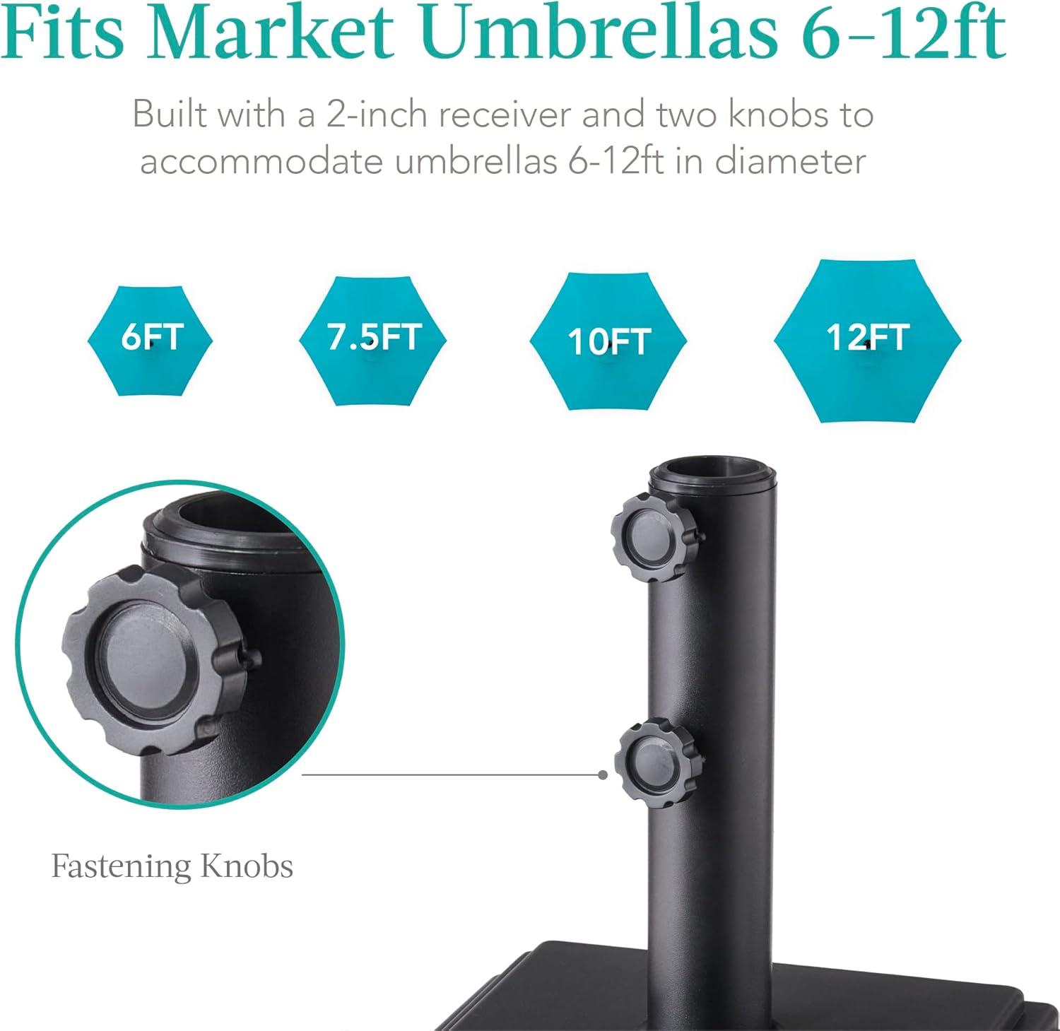 Best Choice Products Mobile Umbrella Base, Fillable Heavy-Duty Market Stand w/4 Wheels, 2 Locks, 120lb Capacity