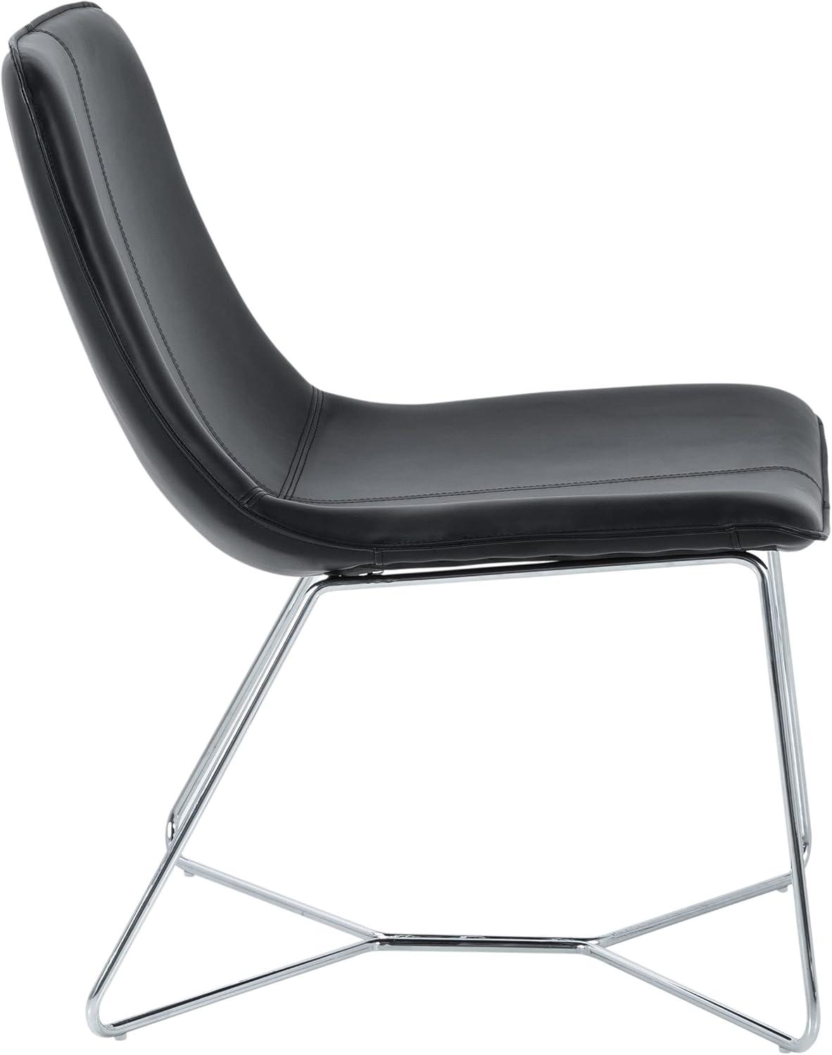 OSP Home Furnishings Grayson Contemporary Scoop Accent Chair, Black with Chrome Base