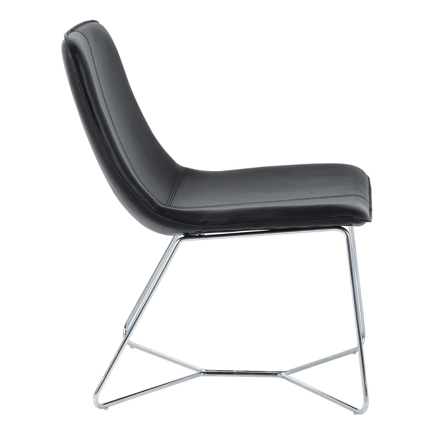 OSP Home Furnishings Grayson Contemporary Scoop Accent Chair, Black with Chrome Base