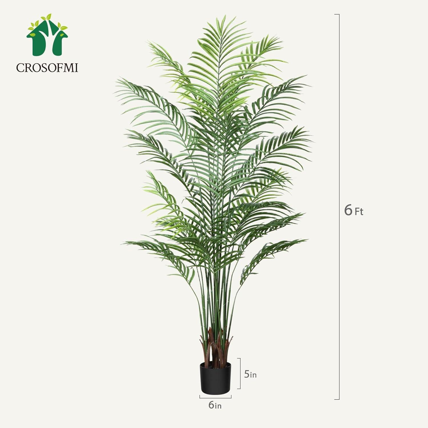 Artificial Areca Palm Plant 5Ft Fake Tropical Palm Tree, Perfect Faux Dypsis Lutescens Plants in Pot for Indoor Outdoor House Home Office Garden Modern Decoration Housewarming Gift,1Pcs