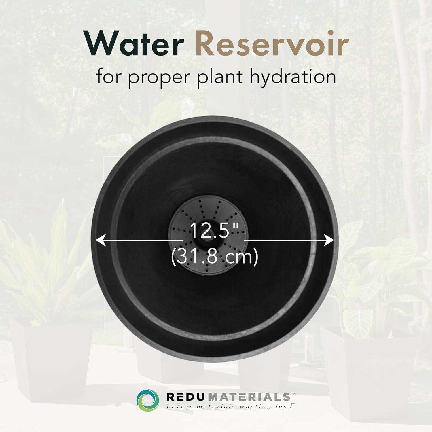 Tierra Verde 2 Pack Aria Indoor/Outdoor Self Watering Tall Round Planter, Weatherproof for Patio, Garden, and Porch Use, 12.5"W x 20"H, Black