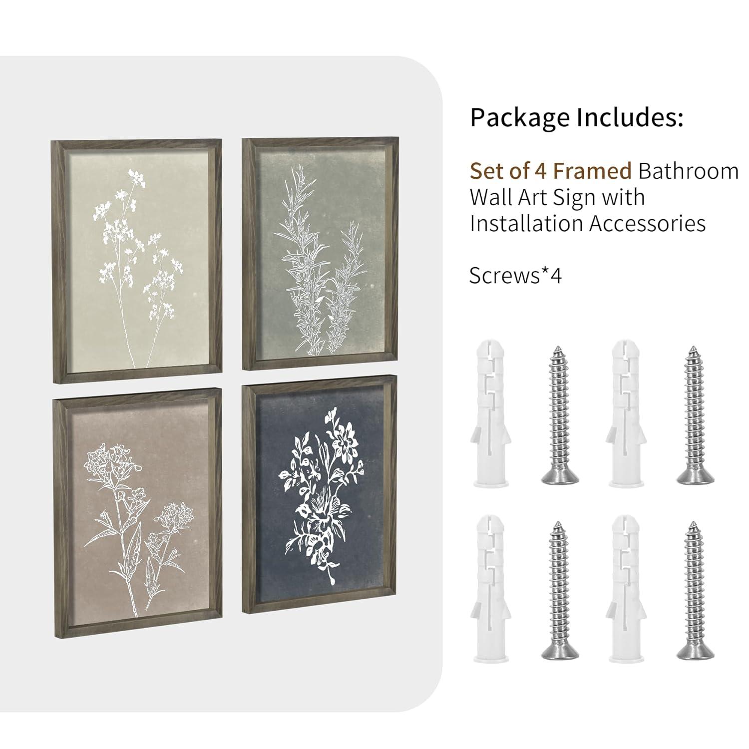 Haus and Hues Floral Wall Art - Set of 4 Plant Posters for Wall Vintage, Botanical Prints, Flower Pictures for Room Aesthetic, Vintage Art Prints, Flower Wall Art (11x14, Unframed)