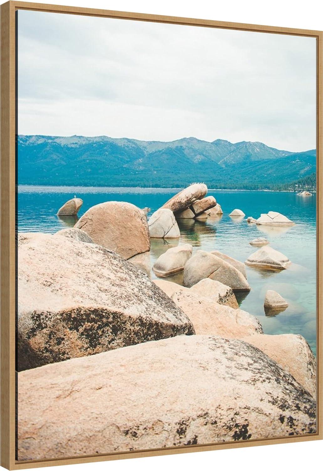 23" x 28" Lake Tahoe Dreams by Sonja Quintero Framed Canvas Wall Art Print - Amanti Art: Modern Decor, Polystyrene Frame