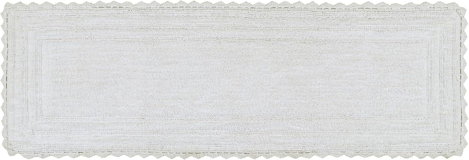 Better Trends Lilly Crochet 100% Cotton Tufted Reversible Bath Rug 20" x 60" Runner - White