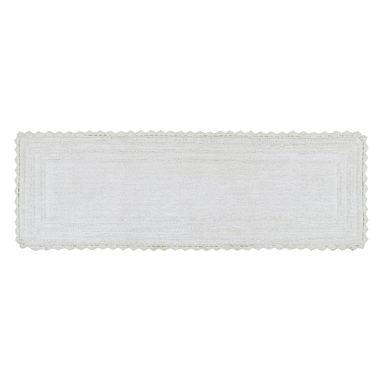 Better Trends Lilly Crochet 100% Cotton Tufted Reversible Bath Rug 20" x 60" Runner - White