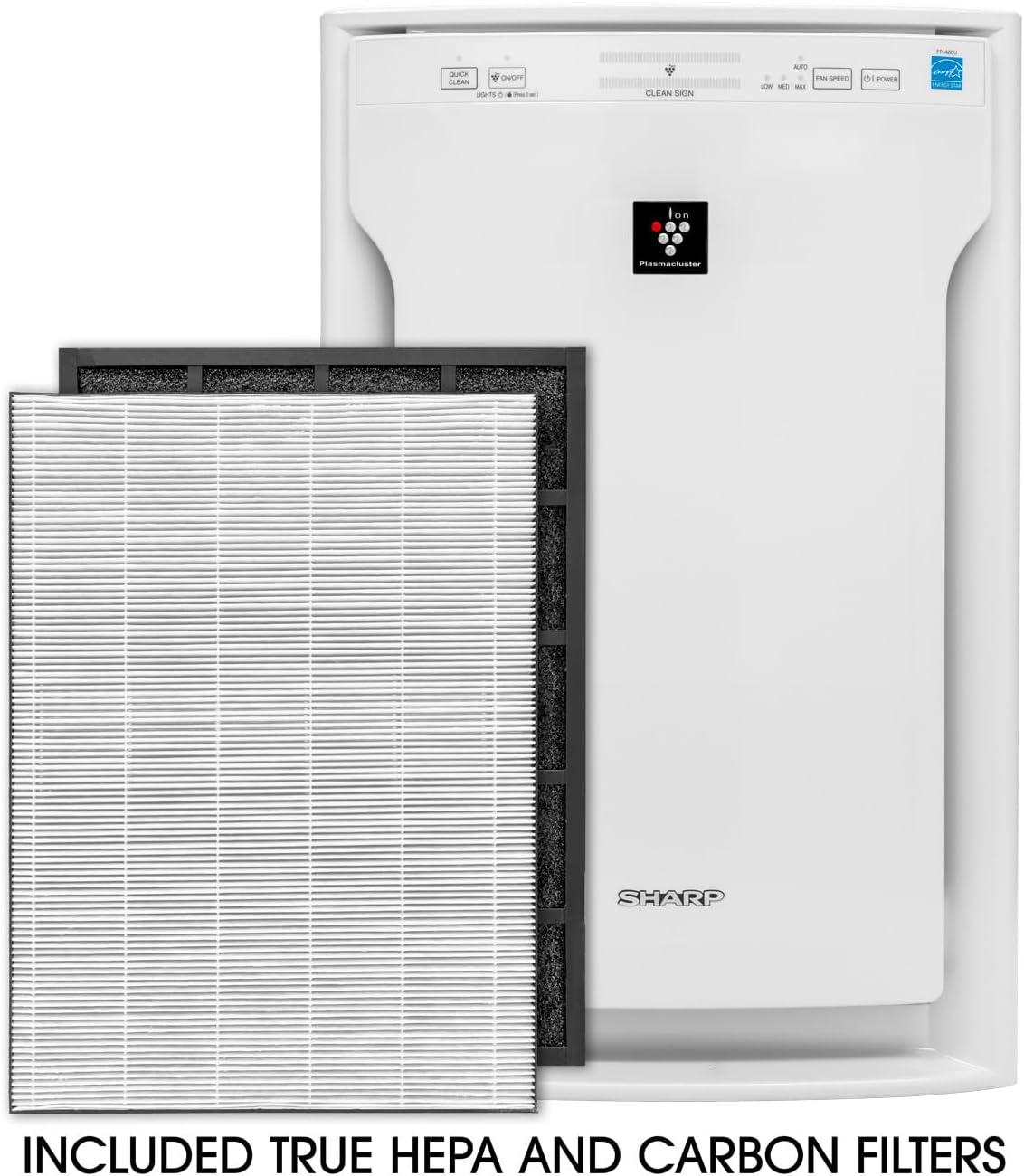 Sharp True HEPA Air Purifier with Plasmacluster Ion Technology for Extra-Large Rooms (FPA80UW)