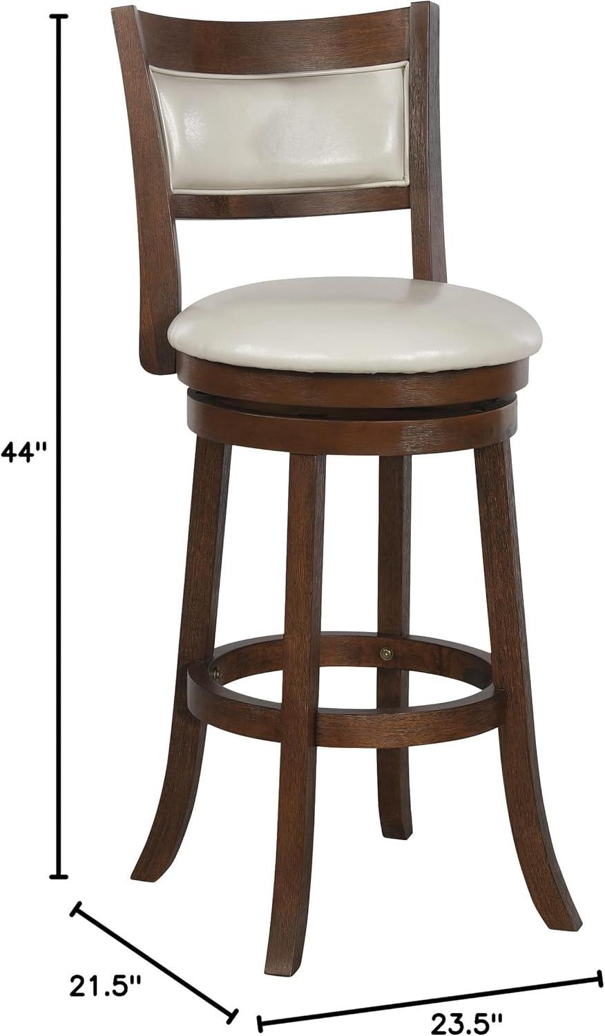 30" Swivel Stool in Cream Faux Leather with Dark Walnut Finish