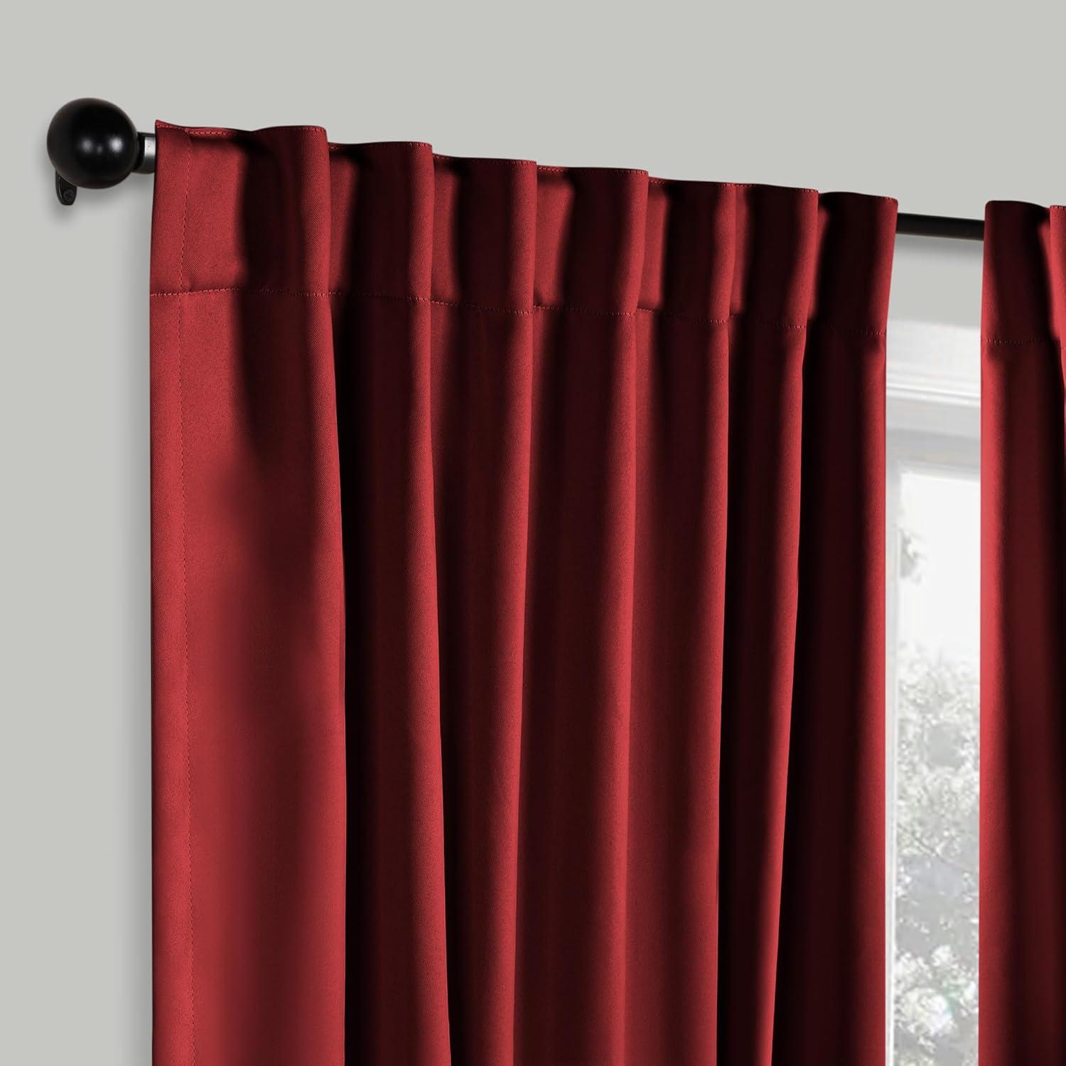 Extended Deep Berry Blackout Polyester Drapes, 2-Piece Set