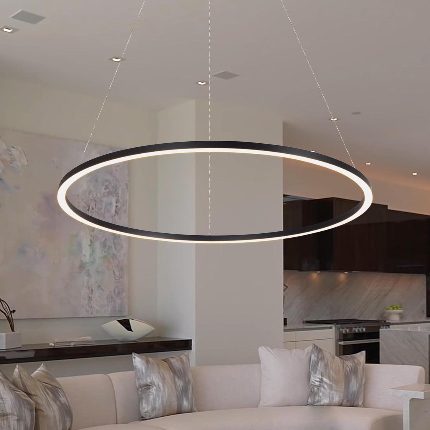 Tania Integrated LED Pendant ETL Certified Height Adjustable Circular Ring Chandelier