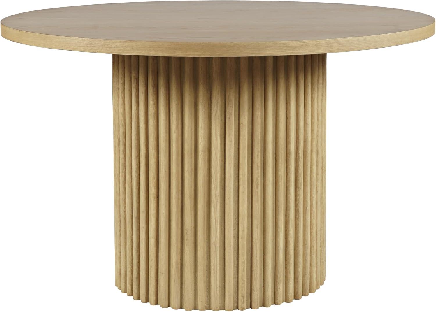 Ebern Designs Rovena Round Mid-Century Modern Fluted Pedestal Base Dining Table
