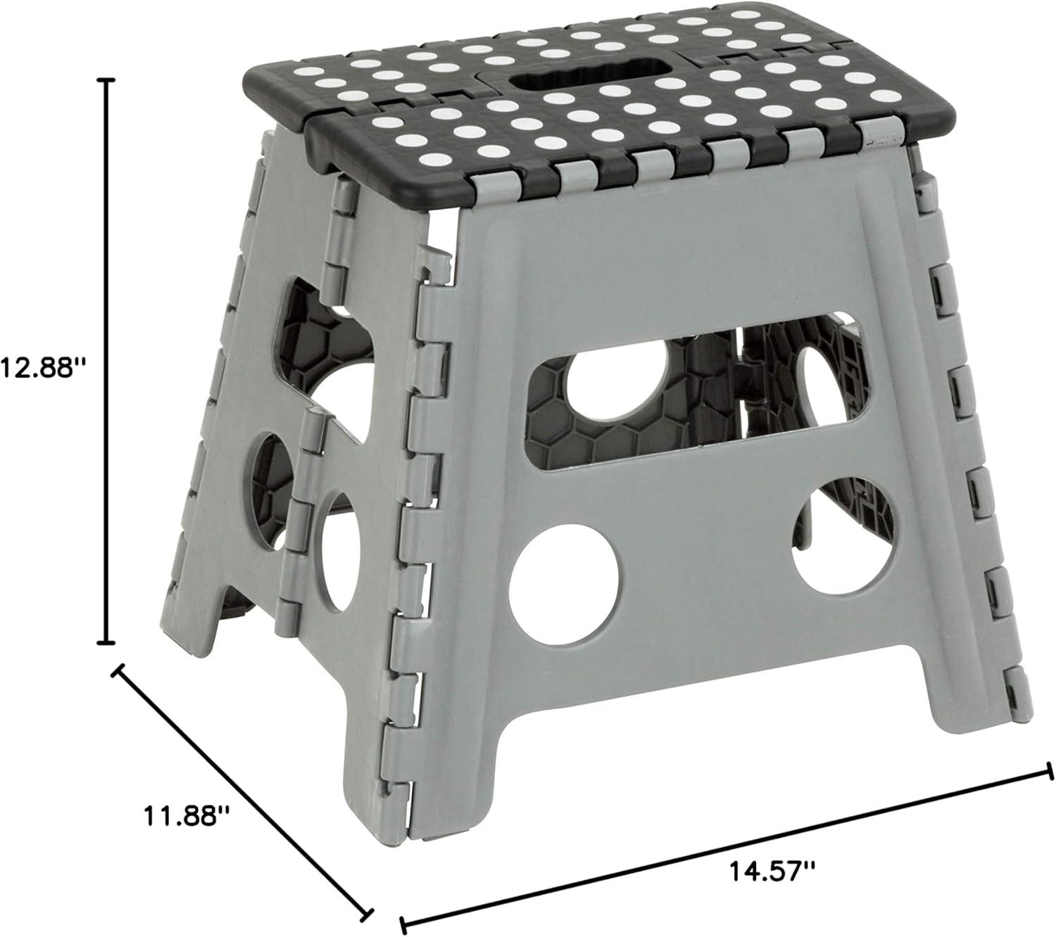 Honey-Can-Do Folding Lightweight Step Stool is Sturdy Enough to Support Adults and Safe Enough for Kids. Opens Easy with One Flip. Great for Kitchen, Bathroom or Bedroom. (Black- 13 inch)