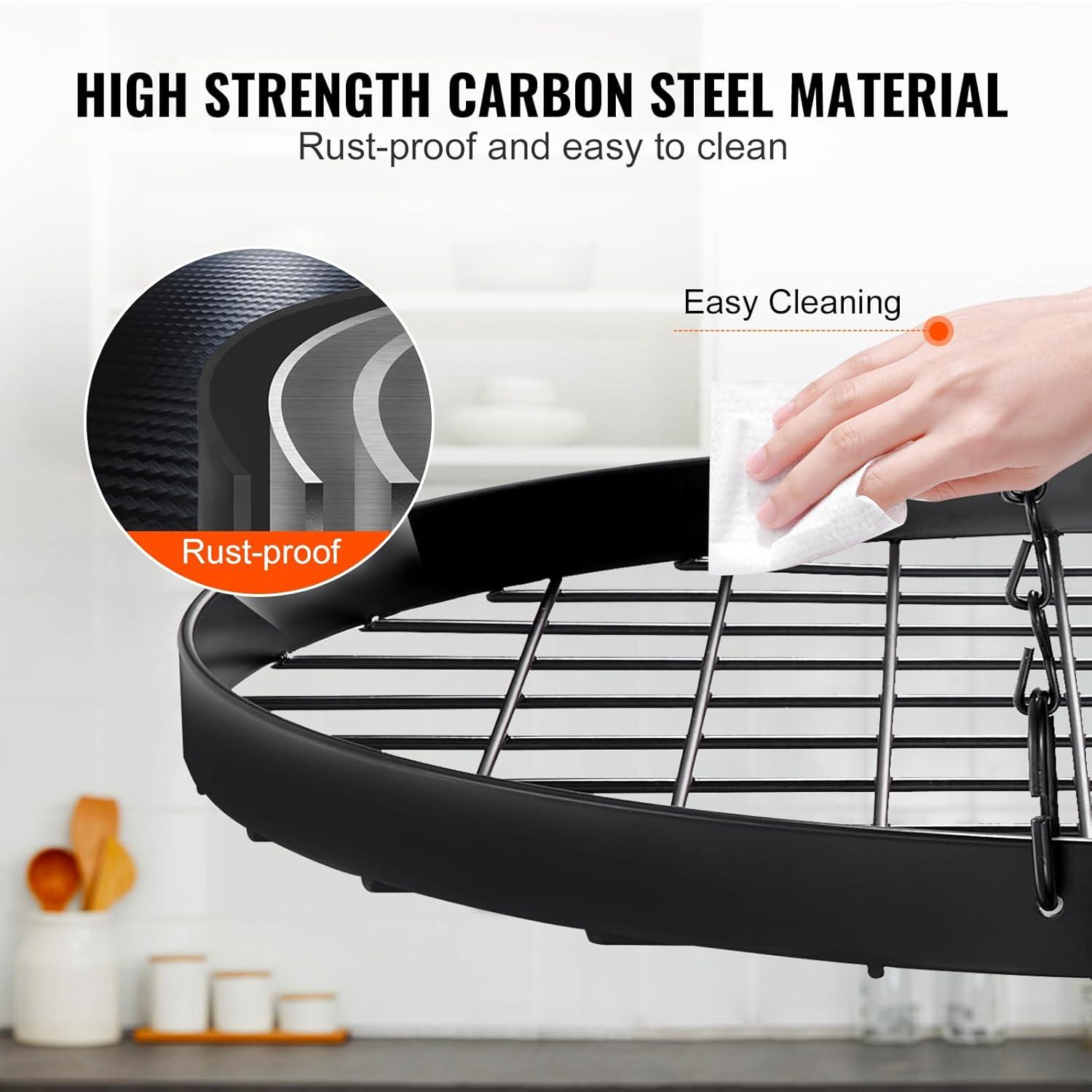 Prep & Savour Hanging Pot Rack, Hanging Pot Rack Ceiling Mount, Ceiling Pot Rack with 12 S Hooks