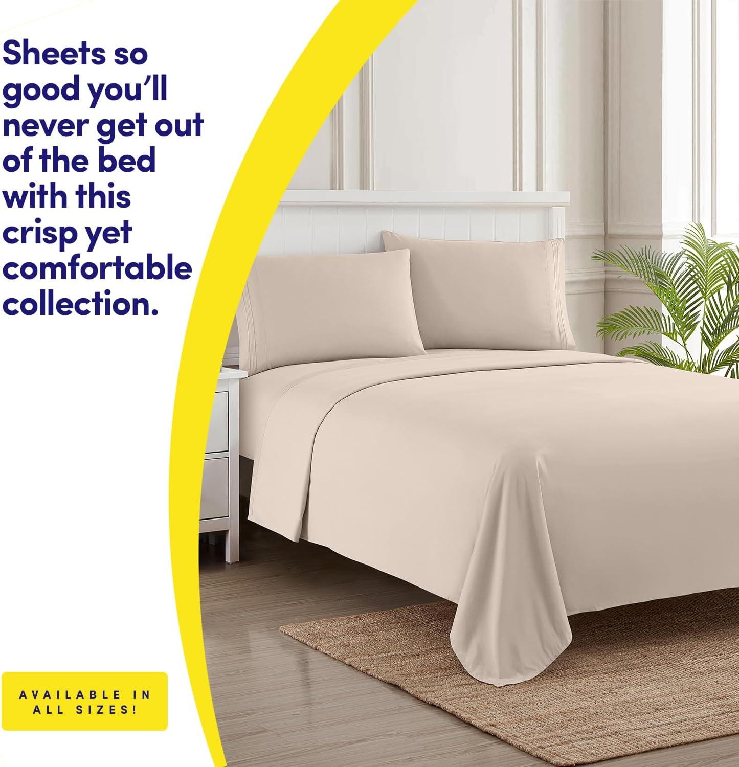 1500 Supreme Collection Twin XL Sheet Sets Gray - 3 Piece Bed Sheets and Pillowcase Set for Twin XL Mattress - Extra Soft, Elastic Corner Straps, Deep Pocket Sheets, Twin XL Gray