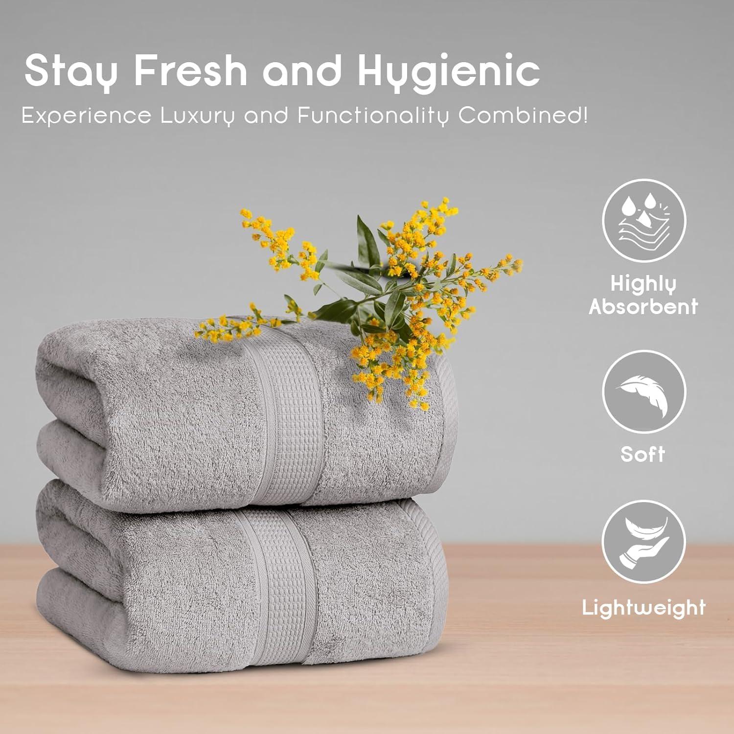 Ariv Premium Bath Towels Pack of 4, 100% Cotton, Large 30" x 52", Super Soft, Highly Absorbent, Quick Dry, Durable, Comfortable, Great Value & Quality, Perfect for Home & Bathroom - Platinum