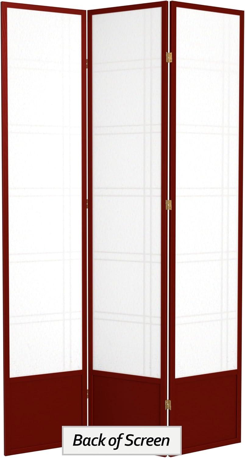 Handmade 84-inch Double-cross Wood/Rice-paper Shoji Screen (China) 3 Panel Rosewood