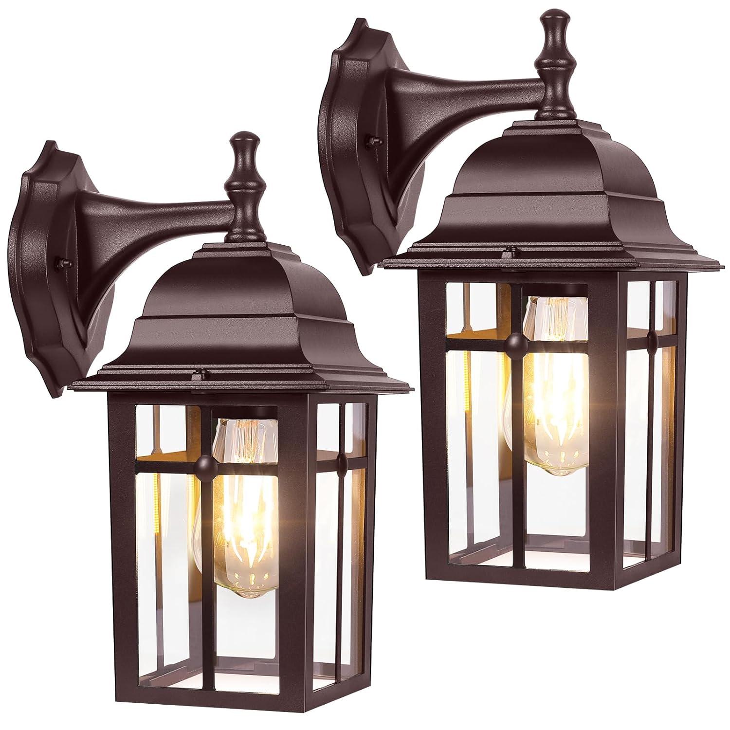 Outdoor Lights Fixtures Wall Sconce 2 Pack Black Porch Lights Outdoor Wall Lantern Decor Aluminum Anti-Rust Exterior Waterproof Outdoor Lights for House Patio Garage Front Door Entryway