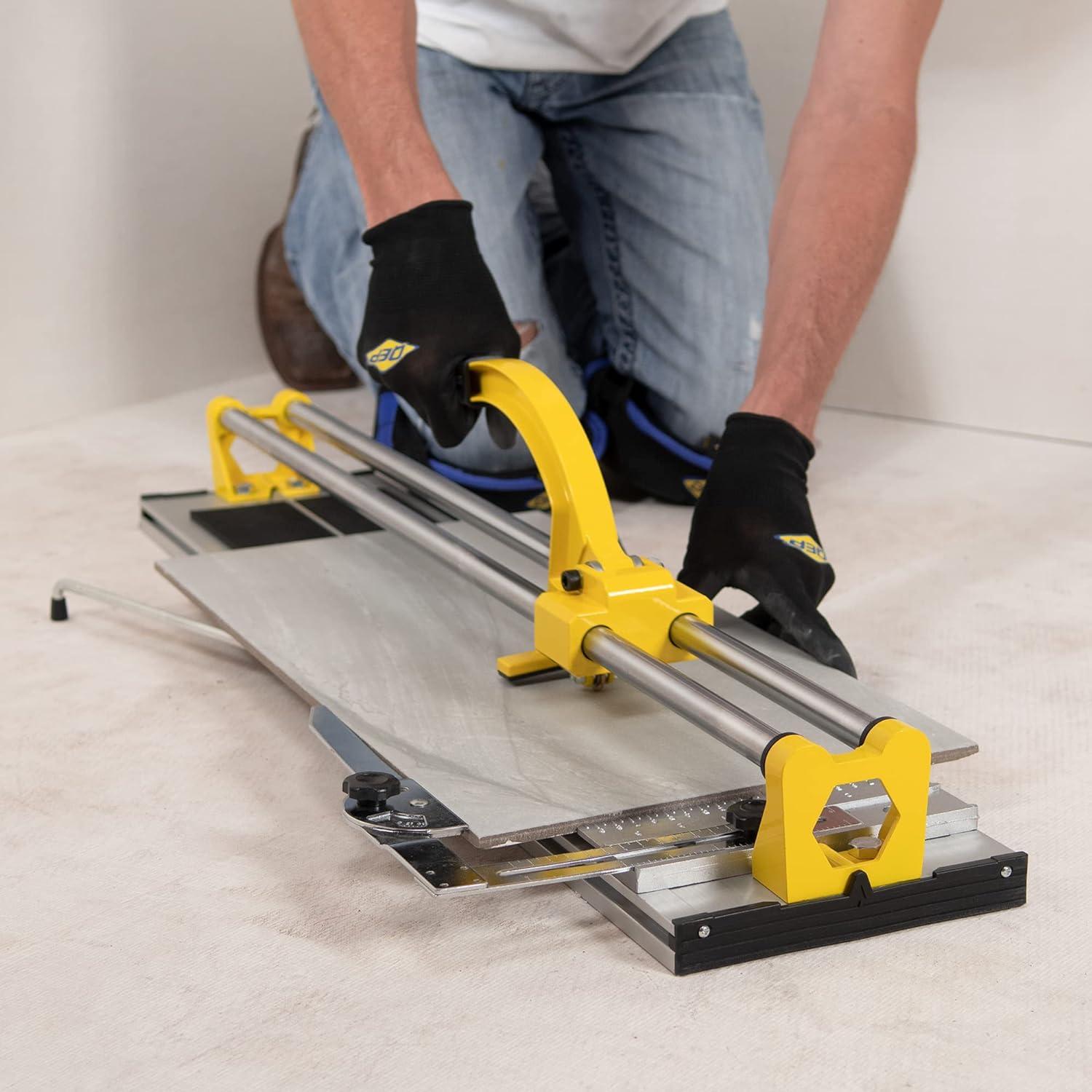 24-Inch Yellow Steel Manual Tile Cutter with Tungsten Carbide Wheel