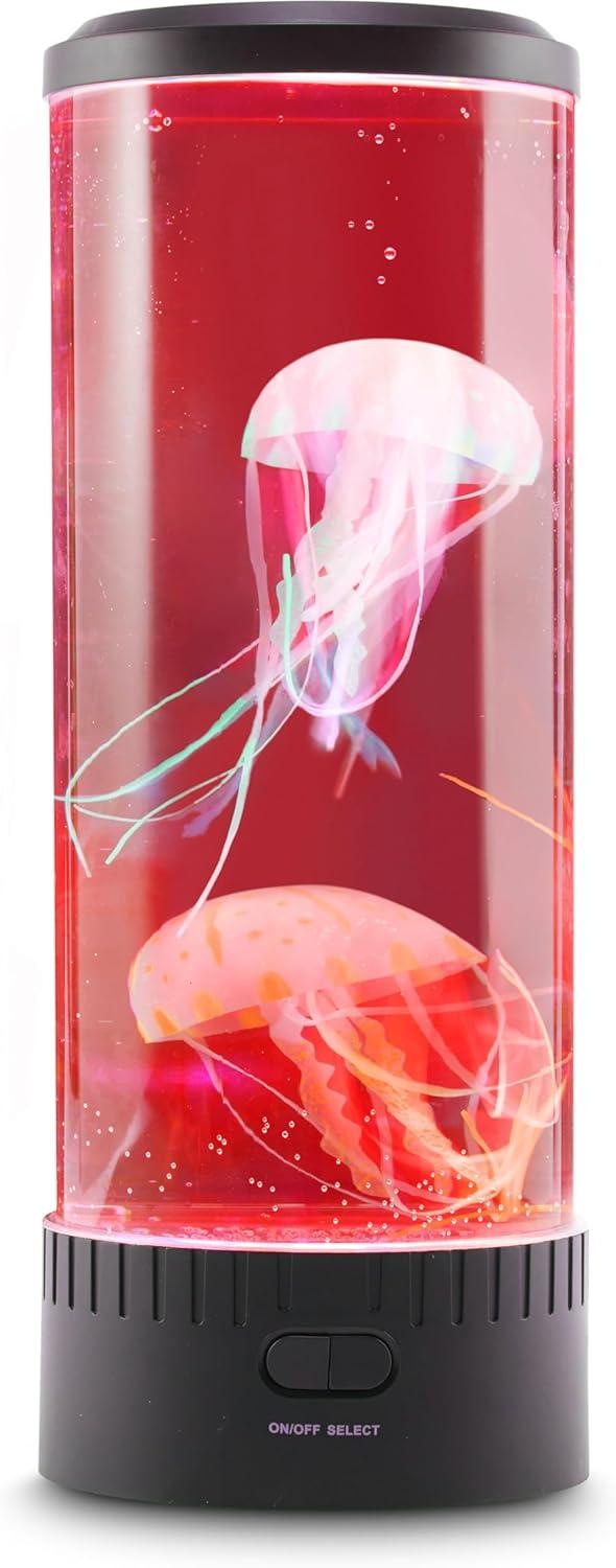 Lumina Black Cylinder Jellyfish Mood Lamp with LED Lights