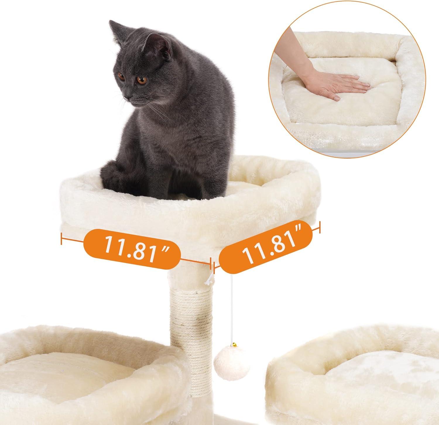 Beige 73'' Tall Cat Tree with Sisal Scratching Posts