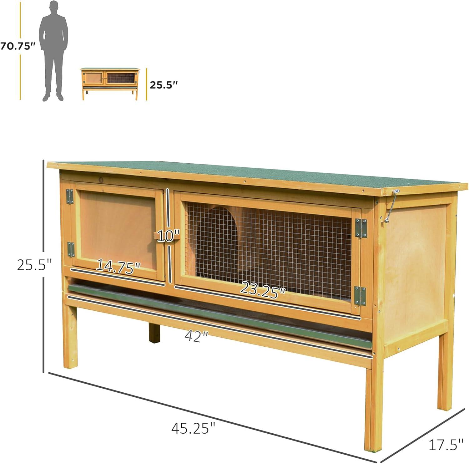 Yellow Fir Wood Outdoor Guinea Pig Hutch with Green Roof