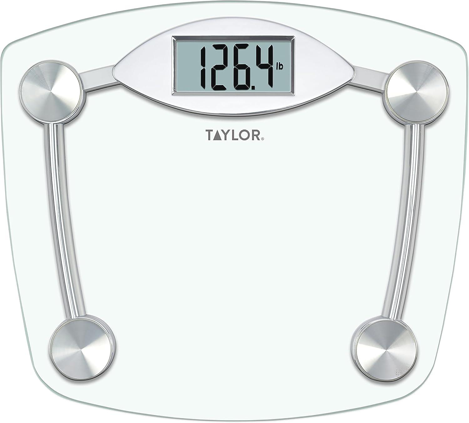 Taylor 400 lb Clear Glass and Chrome Digital Bathroom Scale