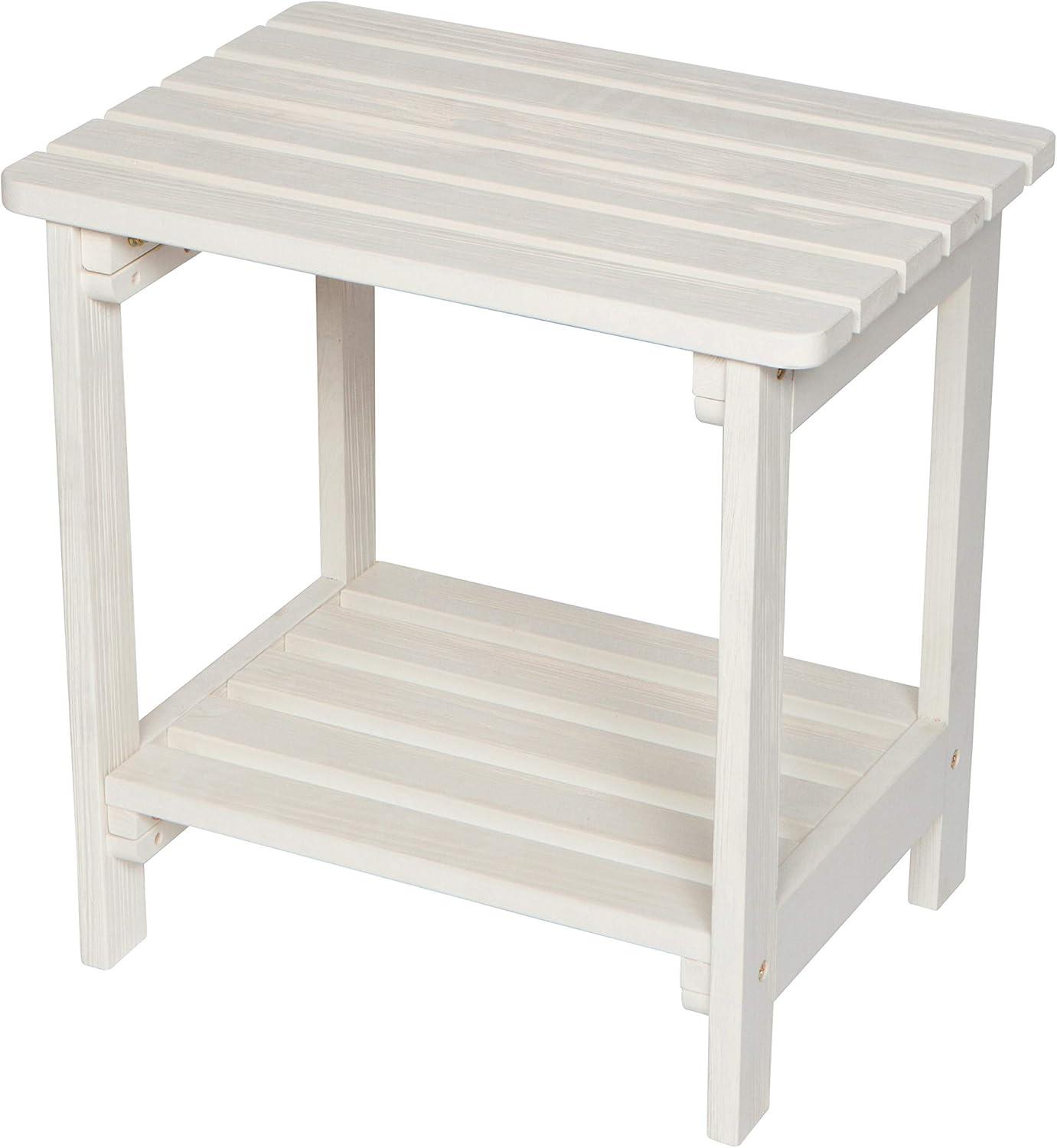 Shine Company Rectangular Traditional Wooden Indoor/Outdoor Side Table in White