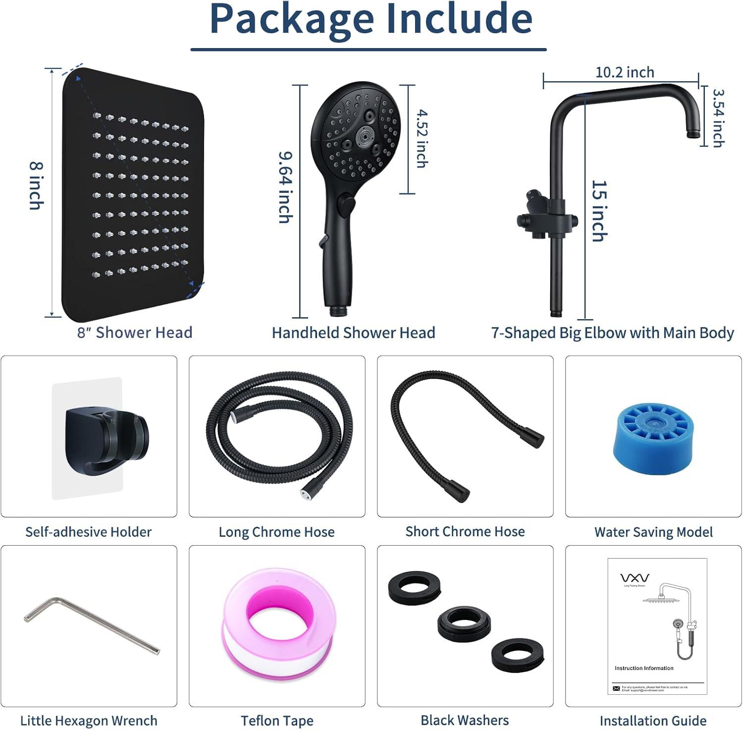 Black Dual Shower Head Combo with Adjustable Slide Bar and Filter