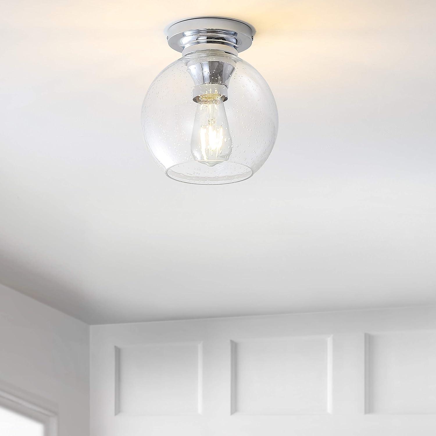 Chrome and Glass LED Flush Mount Ceiling Light